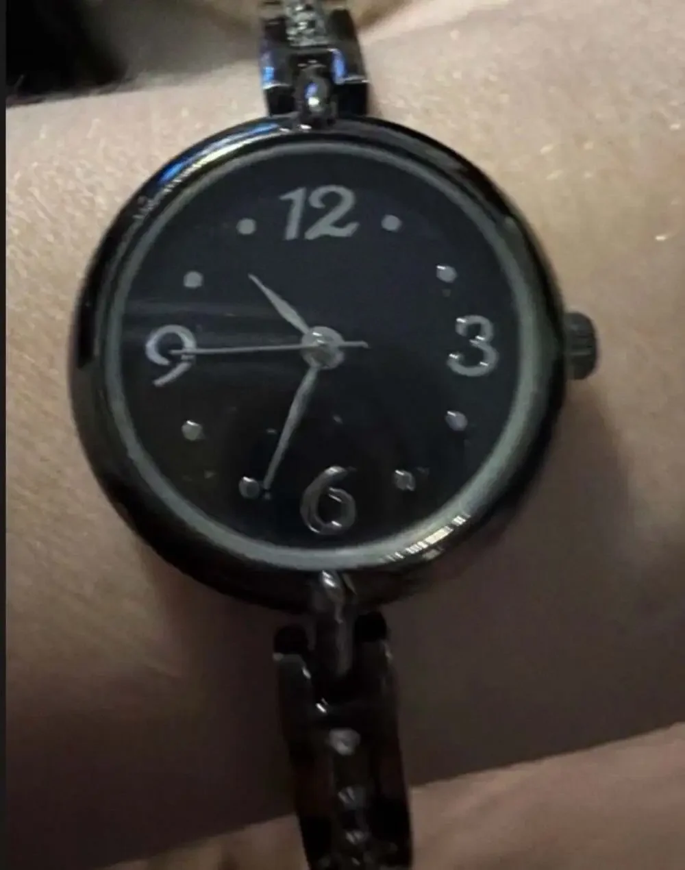 Women’s Black Dial Quartz Watch Rhinestone Crystal Bracelet Silver Tone